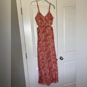 Express Pleated Cutout Maxi Dress- Size XS- Red and Nude